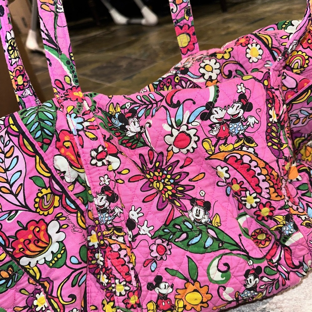Vera Bradley Disney Pink and Green Mickey Mouse Floral Tote